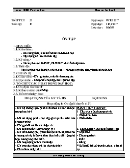 Kế hoạch bài dạy môn Tin học 8 - Trường THCS Nguyễn Huệ - Tiết 33: Ôn tập