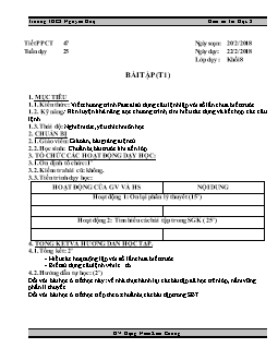 Kế hoạch bài dạy môn Tin học 8 - Trường THCS Nguyễn Huệ - Tiết 47: Bài tập