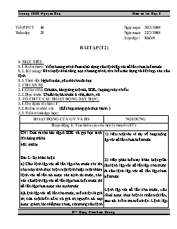 Kế hoạch bài dạy môn Tin học 8 - Trường THCS Nguyễn Huệ - Tiết 48: Bài tập