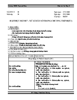 Kế hoạch bài dạy môn Tin học 8 - Trường THCS Nguyễn Huệ - Tiết 58 - Bài thực hành 7: Xử lí dãy số trong chương trình