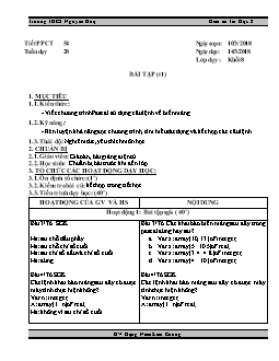 Kế hoạch bài dạy môn Tin học 8 - Trường THCS Nguyễn Huệ - Tiết 54: Bài tập