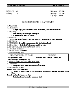 Kế hoạch bài dạy môn Tin học 8 - Trường THCS Nguyễn Huệ - Tiết 69: Kiểm tra học kì II (lý thuyết)