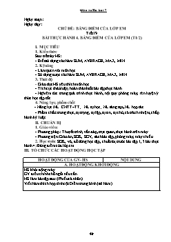 Kế hoạch bài dạy môn Tin học lớp 7 - Bài thực hành 4: Bảng điểm của lớp em