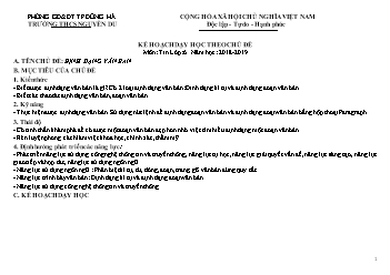 Kế hoạch dạy học theo chủ đề môn: Tin lớp 6 năm học: 2018 - 2019