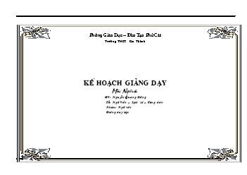 Kế hoạch giảng dạy môn: Ngữ Văn 7