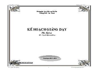 Kế hoạch giảng dạy: Ngữ văn 9