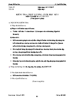 Kiểm tra chất lượng cuối học kì I môn Tin học 8 – Lí thuyết