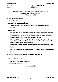 Kiểm tra chất lượng cuối học kì I môn Tin học 8 – Thực Hành