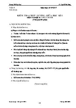 Kiểm tra chất lượng giữa học kì I môn Tin học 8 – Thực hành (tiết 15, 16)