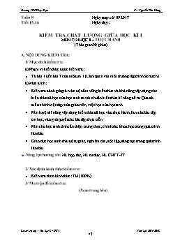 Kiểm tra chất lượng giữa học kì I môn Tin học 8 – Thực hành