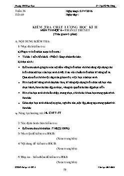 Kiểm tra chất lượng học kì II môn Tin học 6 – Năm học 2015 - 2016