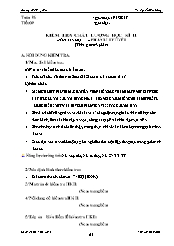 Kiểm tra chất lượng học kì II môn Tin học 7 – Phần: Lí thuyết