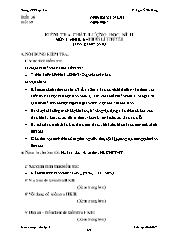 Kiểm tra chất lượng học kì II môn Tin học lớp 6 – Phần: Lí thuyết