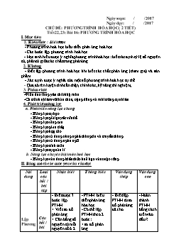 Chủ đề: Phương trình hóa học 8( 2 tiết) - Tiết 22, 23 bài 16: Phương trình hóa học