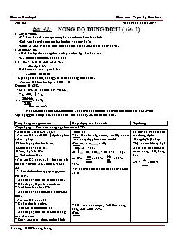 Giáo án Hóa học 8 Bài 42: Nồng độ dung dịch ( tiết 1)