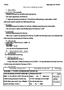 Giáo án Hóa học 8 tiết 22: Phương trình hóa học