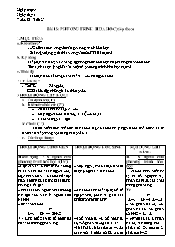 Giáo án Hóa học 8 - Tiết 23 Bài 16: Phương trình hóa học (tiếp theo)