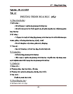 Giáo án Hóa học 8 Tiết 23 Phương trình hoá học (tiếp)