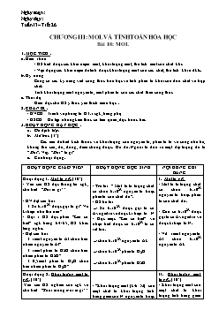 Giáo án Hóa học 8 - Tiết 26 Bài 18: Mol