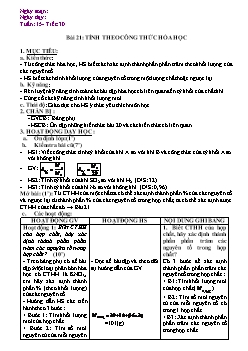 Giáo án Hóa học 8 - Tiết 30 Bài 21: Tính theo công thức hóa học