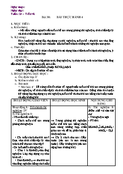 Giáo án Hóa học 8 - Tiết 48 Bài 30: Bài thực hành 4