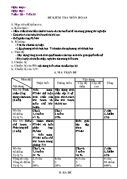 Giáo án Hóa học 8 - Tiết 55: Đề kiểm tra môn Hóa 8