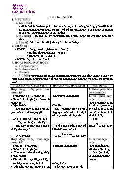 Giáo án Hóa học 8 - Tiết 56 Bài 36: Nước