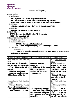 Giáo án Hóa học 8 - Tiết 57 Bài 36: Nước (tiết 2)