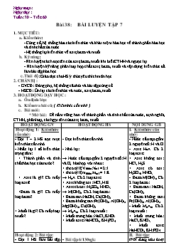 Giáo án Hóa học 8 - Tiết 60 Bài 38: Bài luyện tập 7