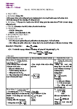 Giáo án Hóa học 8 - Tiết 65 Bài 42: nồng độ dung dịch (tt)