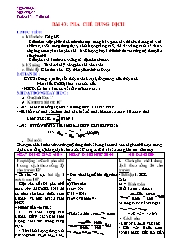 Giáo án Hóa học 8 - Tiết 66 Bài 43: Pha chế dung dịch