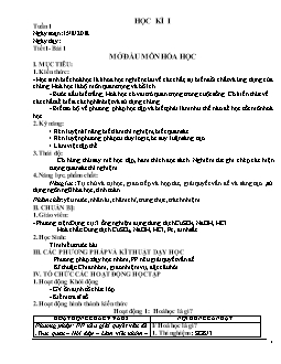 Giáo án Hóa học 8 - Tuần 1 đến 4