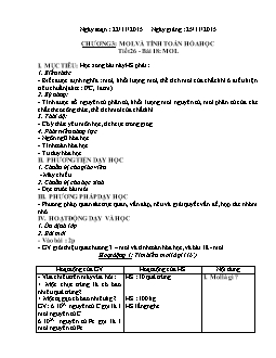 Giáo án Hóa học lớp 8 Tiết 26 - Bài 18: Mol