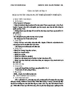 Giáo án Lịch sử lớp 6 - Bài 24: Nước Cham - Pa từ thế kỉ II đến thế kỉ X