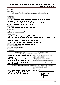 Giáo án môn Công nghệ lớp 9 - Bài 6: Thực hành: lắp mạch điện bảng điện