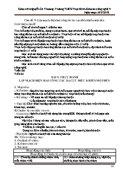 Giáo án môn Công nghệ lớp 9 - Bài 9 đến bài 35