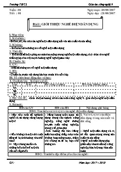 Giáo án môn Công nghệ lớp 9 (chuẩn) - Năm học 2017 - 2018