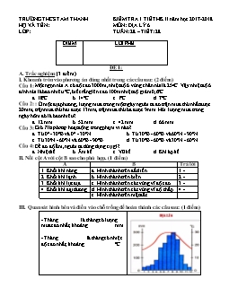 Kiểm tra 1 tiết học kì II - Năm học 2017 - 2018 môn: Địa lý 6