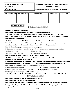 Đề kiểm tra học kì I môn Sinh học 9 năm học: 2017 - 2018