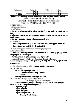 Giáo án môn Sinh học lớp 9 (cả năm)