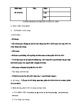 Giáo án môn Sinh học lớp 9 - Tiết 18: Mối quan hệ giữa gen và ARN