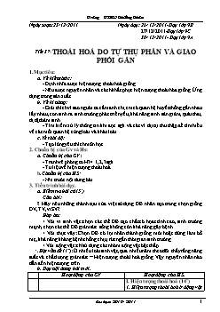 Giáo án môn Sinh học lớp 9 - Trường THCS Chiềng Chăn