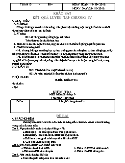 Giáo án môn Sinh học lớp 9 - Tuần 10