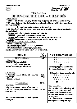 Giáo án môn Thể dục 6 - Tiết 9: Đội hình đội ngũ - Bài thể dục – Chạy bền