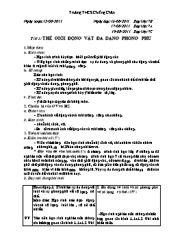 Giáo án Sinh học 7 cả năm - Trường THCS Chiềng Chăn