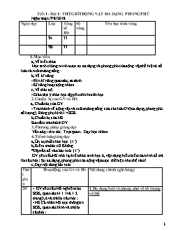 Giáo án Sinh học 7 học kì 1