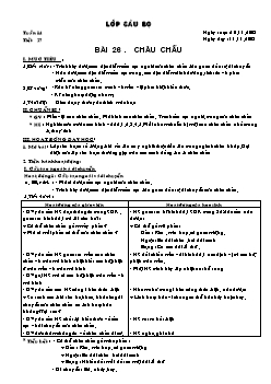 Giáo án Sinh học lớp 7 tiết 27: Châu chấu