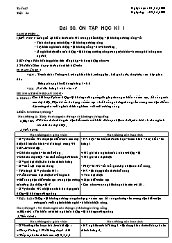 Giáo án Sinh học lớp 7 tiết 35: Ôn tập học kì I