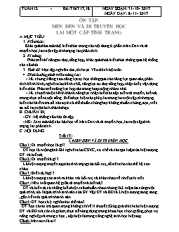 Giáo án Sinh học lớp 9 - Ôn tập: Men đen và di truyền học lai một cặp tính trạng