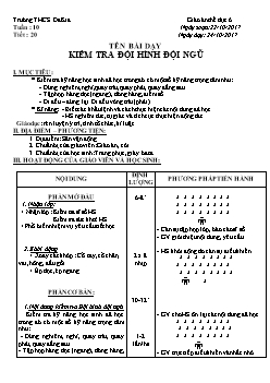 Giáo án Thể dục 6, kì I - Tiết 20: Kiểm tra đội hình đội ngũ